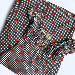 Moth Blue and Red Strawberry Blouse